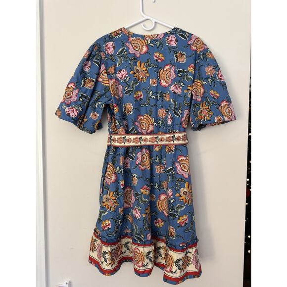 NWOT Joie Women’s Size 16 Baja Floral Puff Sleeve Cotton Mini Dress W/ Belt - Picture 5 of 5